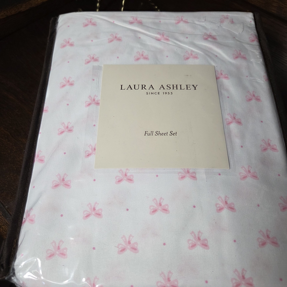 Laura Ashley Pink Bow Full Sheet Set - Picture 6 of 6